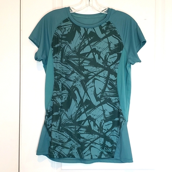 Marmot Short Sleeve Performance Active Tee Brushstroke Green M - Picture 1 of 7
